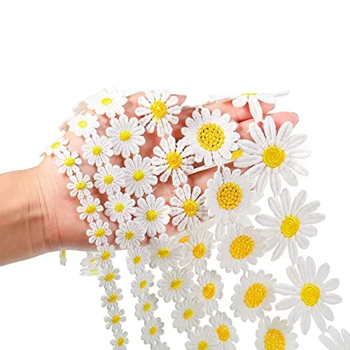 Total 12 Yards Daisy Trim Ribbons Floral Lace Decorating