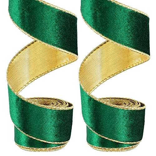 Christmas Velvet Ribbon Wired Edge Trim Wrapping Fabric