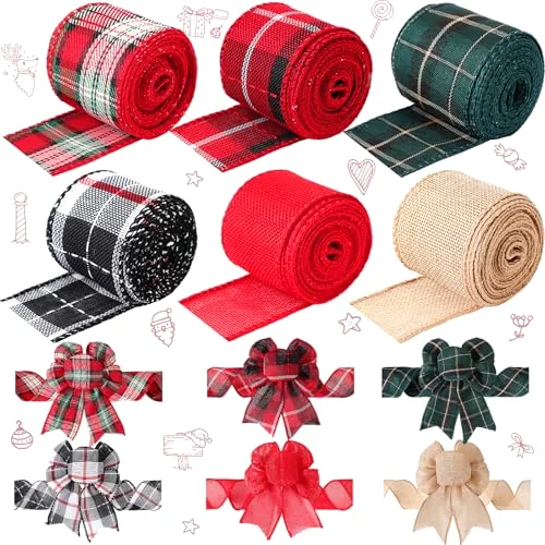 32 Yards Wired Ribbon Burlap Plaid