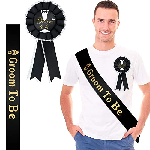 Groom Sash and Badge Set for Bachelor Party