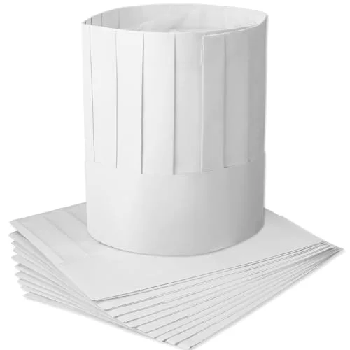 Chef Hat Set 9 Inch Disposable Paper Chef Tall Hats