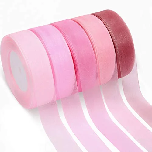 Mother's Day Pink Organza Ribbon Sheer Chiffon Stain