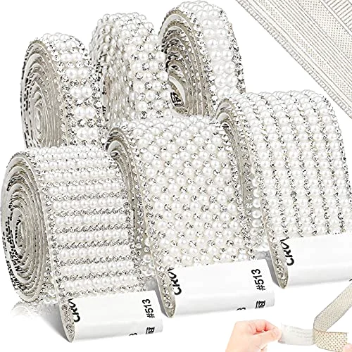 5. 28 Yards Pearl Rhinestone Strips